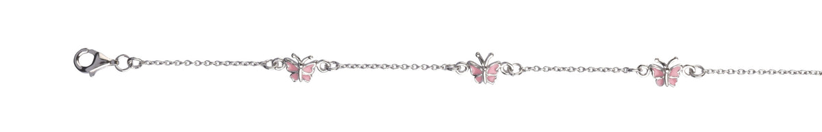 L&G Armb. sølv rh. sommerfugl rosa