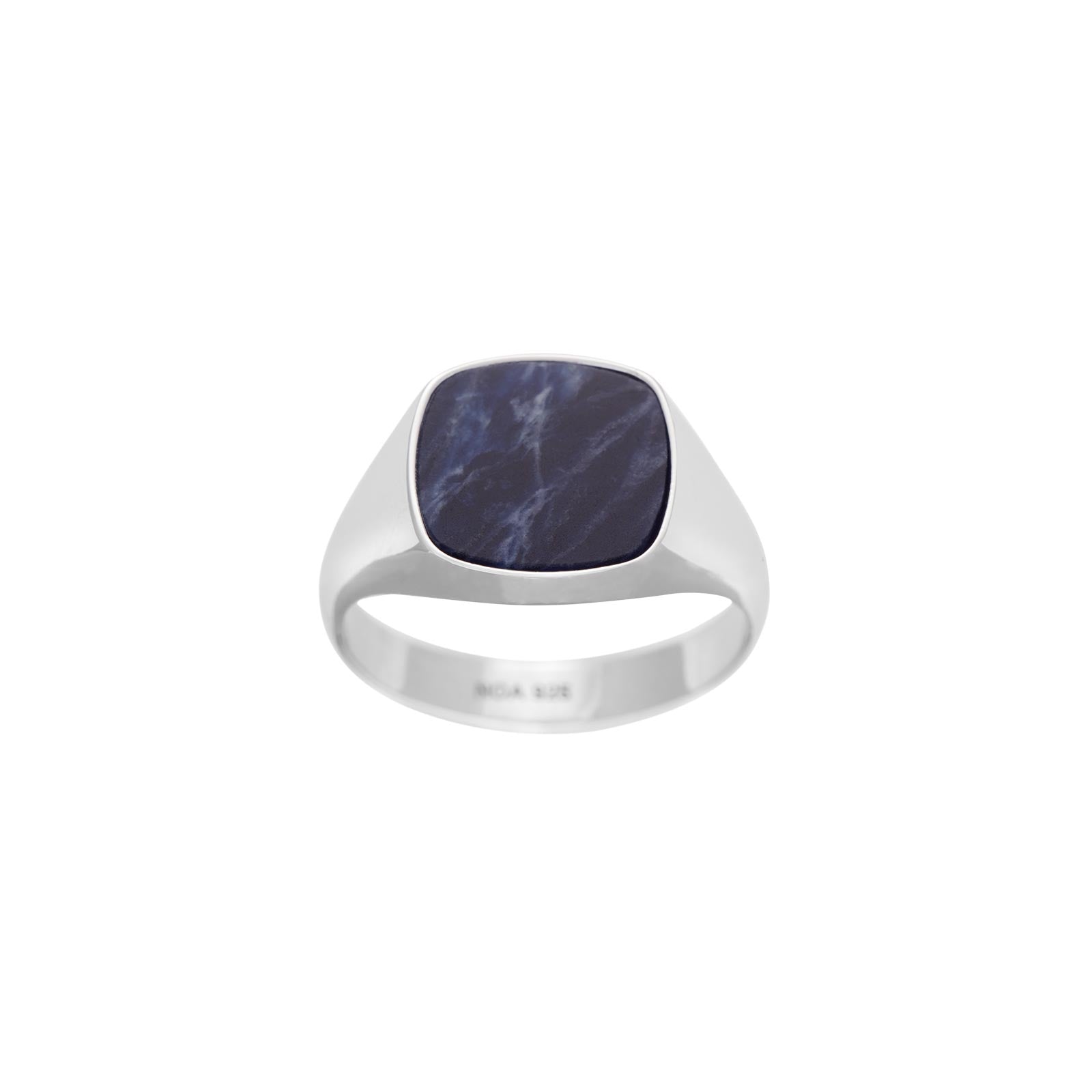 SON Rhod. sølvring med sodalite Str.60 – Ring i rhodineret sølv fra SON of NOA – Varenr. '10670020960