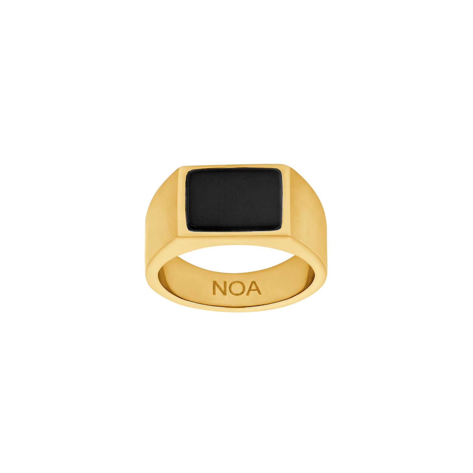 SON stål ring IP gold med black agate str. 70 – Ring i rhodineret sølv fra SON of NOA – Varenr. '10840012870