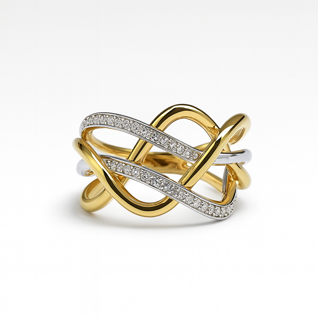 Ring med diamanter 14kt. - str 55