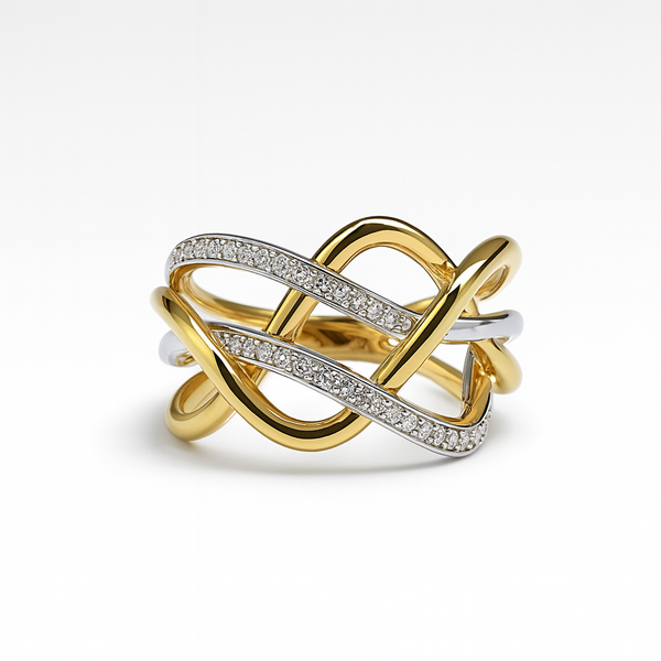 Ring med diamanter 14kt. - str 55