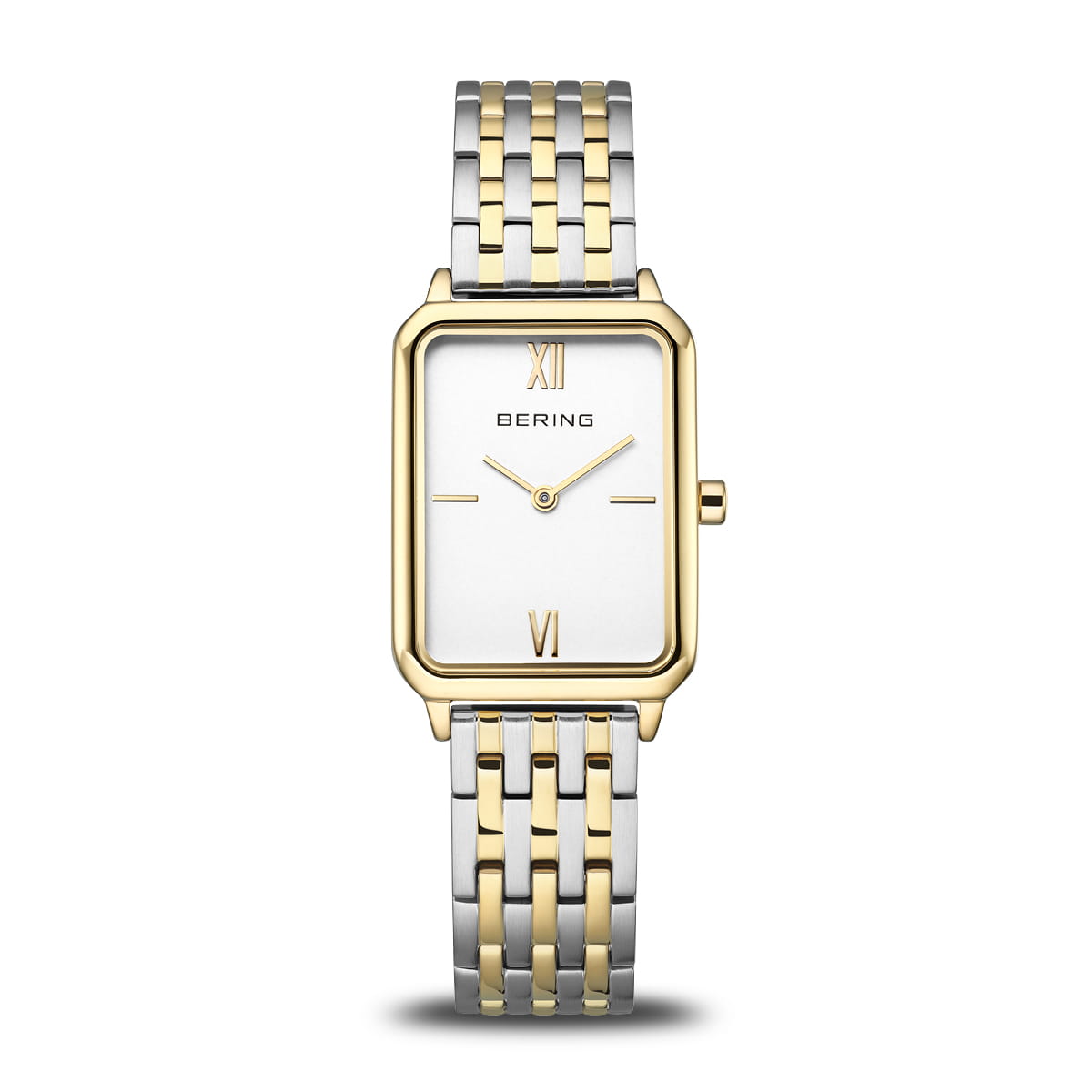 Bering - Classic | poleret guld | 17423-714 set fra front. bicolor lænke og firkantet skive.