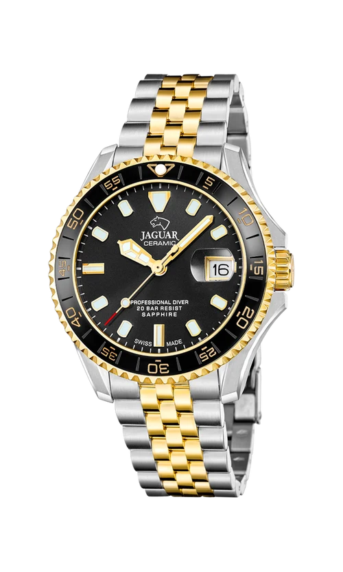 JAGUAR DIVER CERAMIC SORT STÅL/GULD