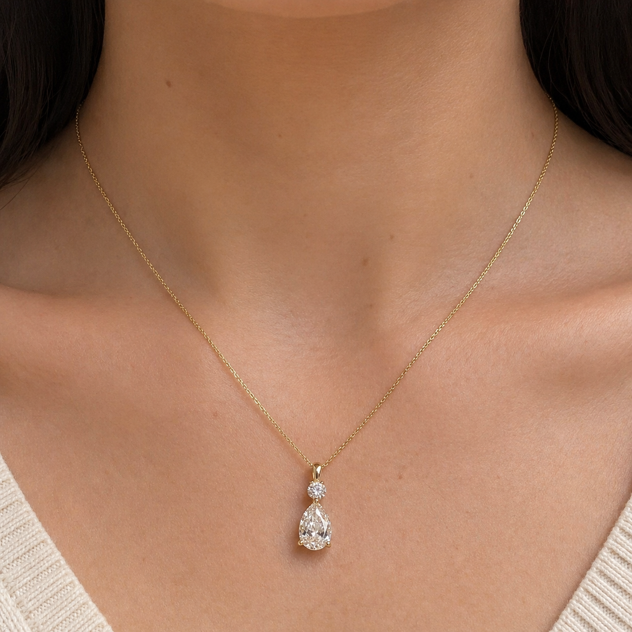 Starlight lab. diamond - 14kt Pear cut vedhæng 0,25+1,50ct