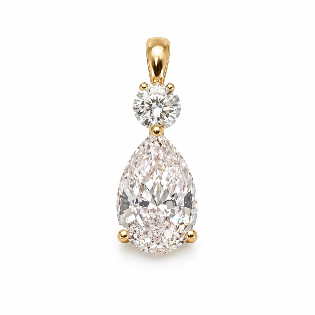 Starlight lab. diamond - 14kt Pear cut vedhæng 0,25+1,50ct