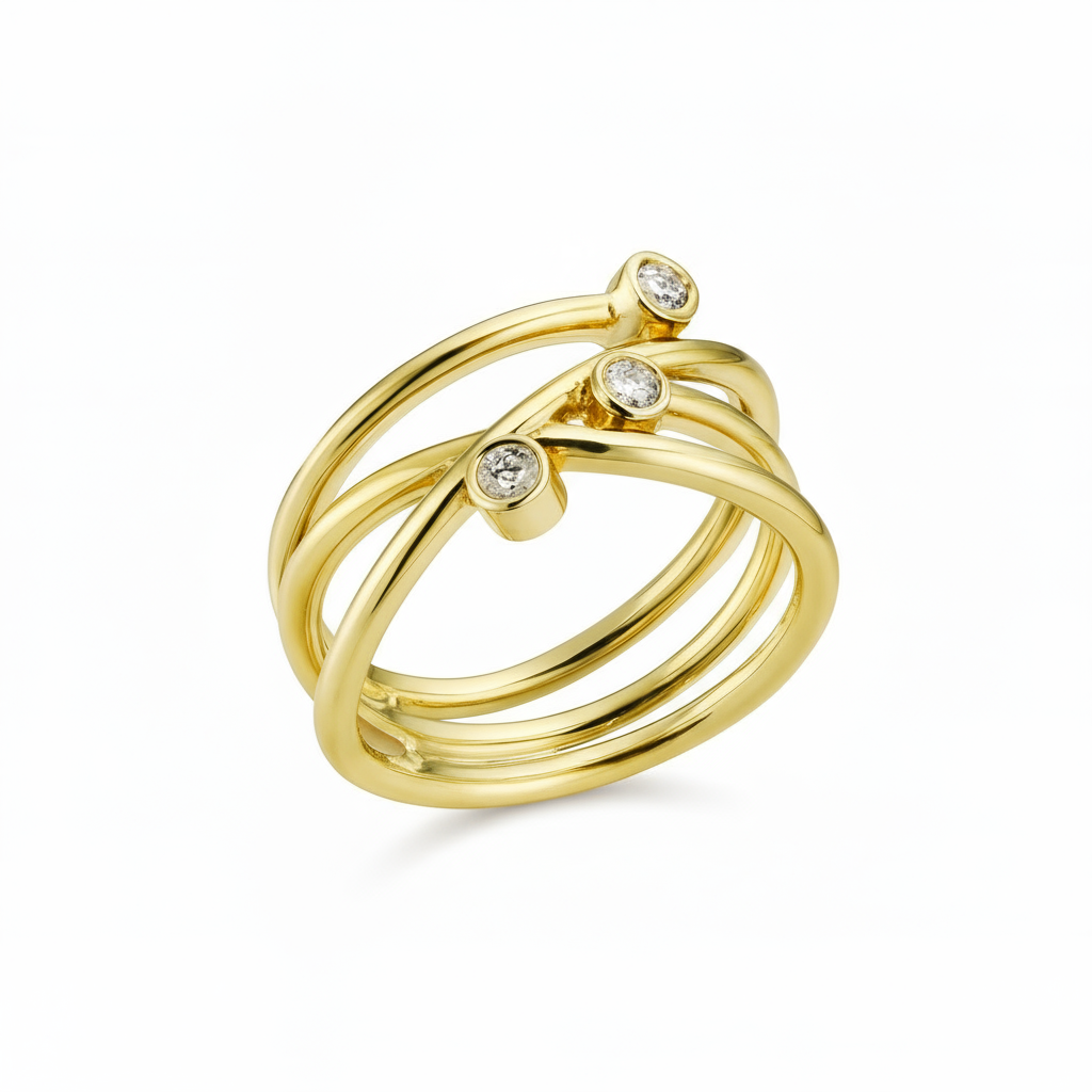 Ring med diamanter 14kt. - str 52