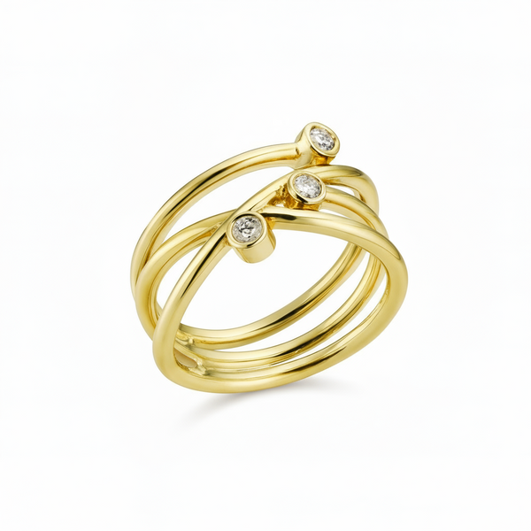 Ring med diamanter 14kt. - str 52