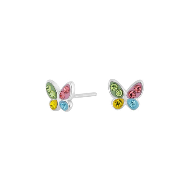 NOA Kids Jewellery Rhd. sølvørestikker sommerfugl m. multi cz