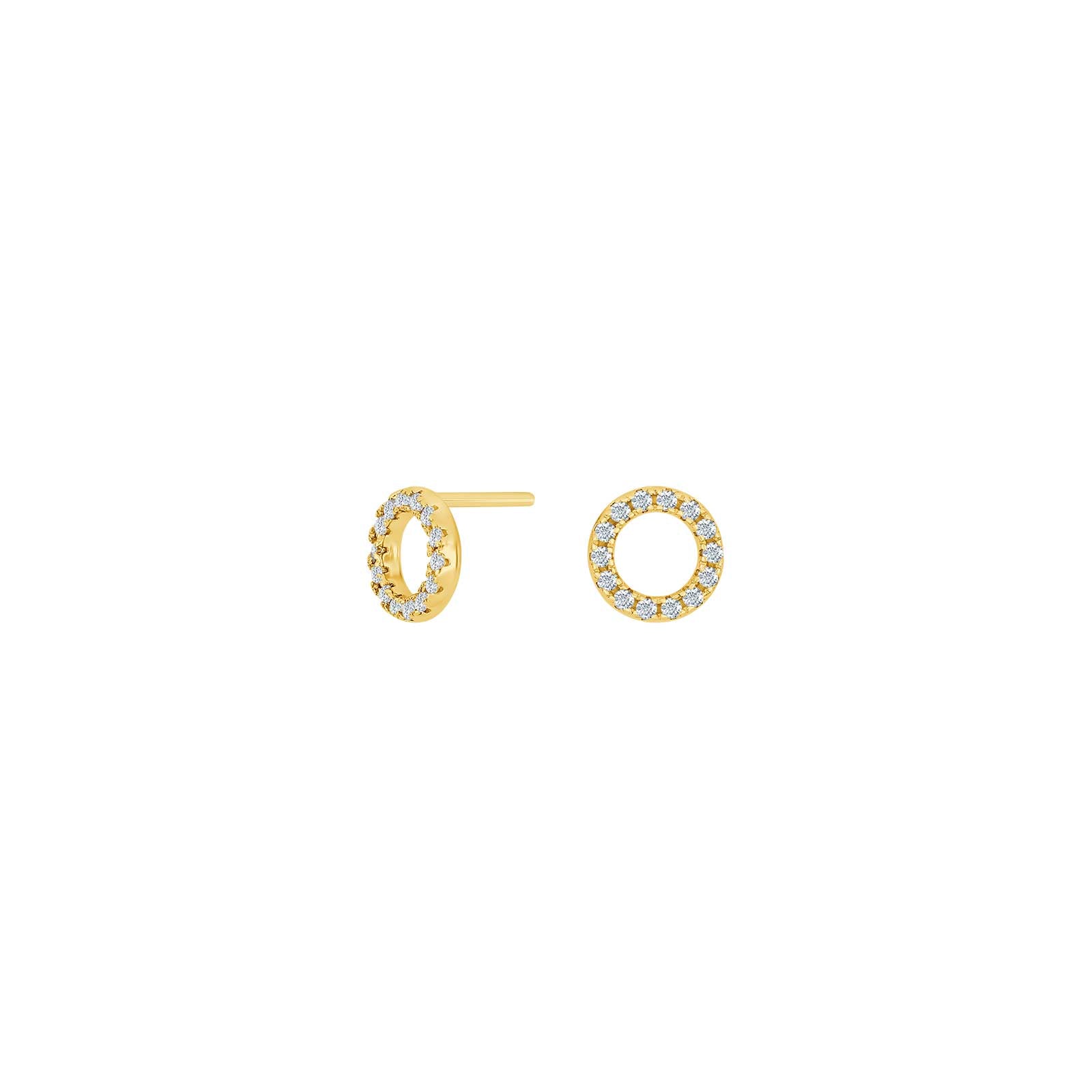 Forgyldt øreringe ANNANOR cirkler med cz. 8mm – Ring i rhodineret sølv fra Joanli Nor – Varenr. '30450685900
