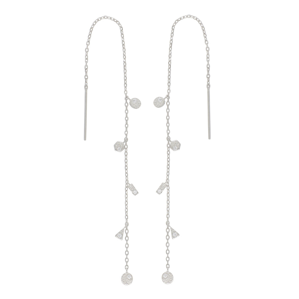 Rhd. Sølv ørehænger GWENNOR 13cm – Ring i rhodineret sølv fra Joanli Nor – Varenr. '30452570900