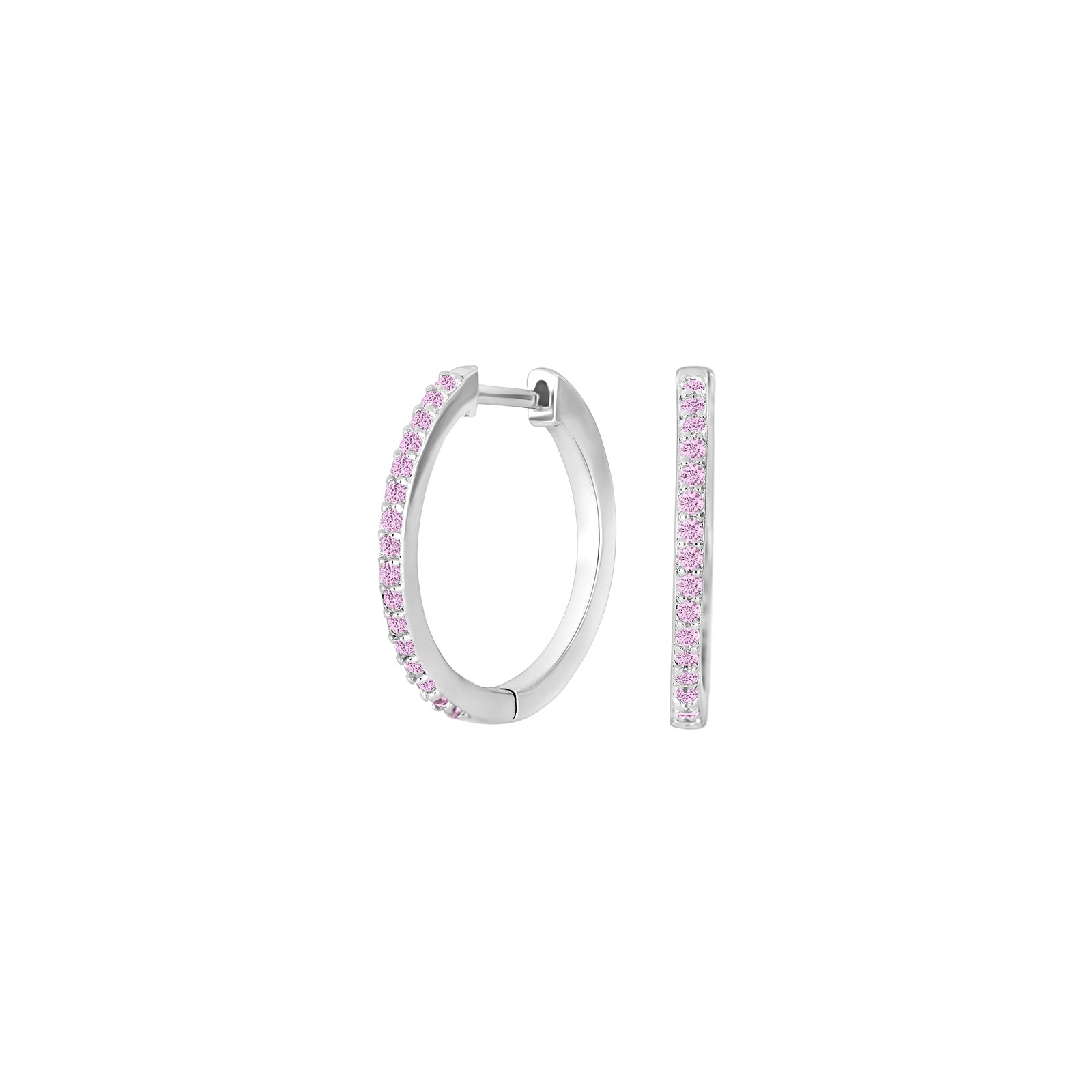 Rhod. sølv creoler lyserød cz JANENOR 18mm – Ring i rhodineret sølv fra Joanli Nor – Varenr. '30453330900