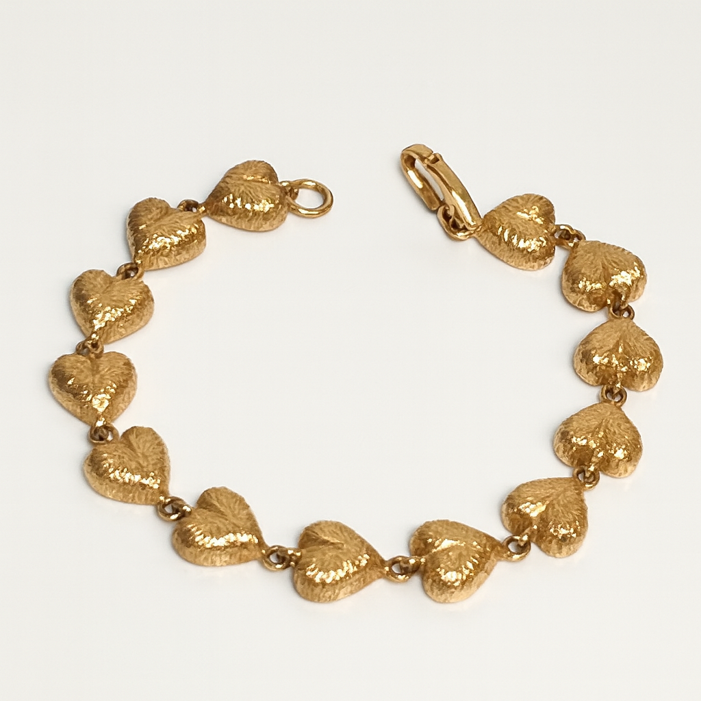 Armbånd massivt m. hjerter 14kt