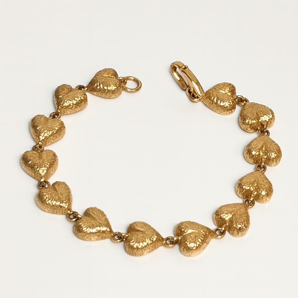 Armbånd massivt m. hjerter 14kt