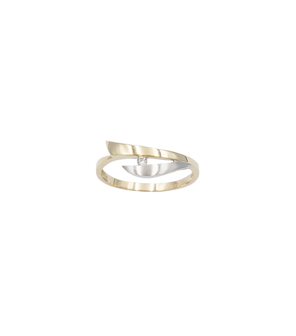 L&G Ring 8 karat 2-farvet zirkonia