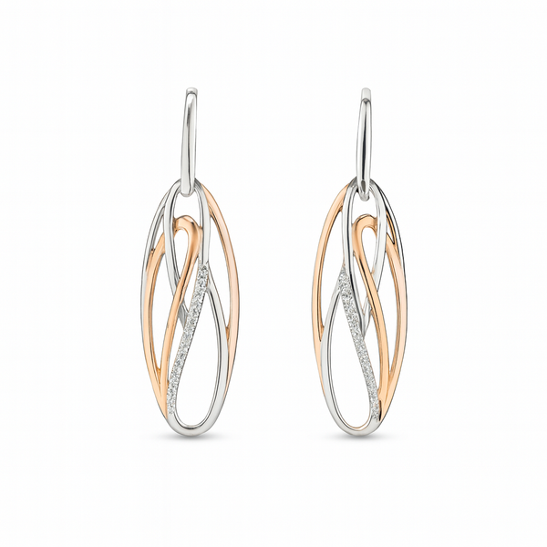 Øreringe Rosa/-hvidguld med diamanter 14kt