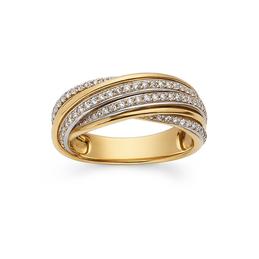 Ring med diamanter 14kt. - str 55