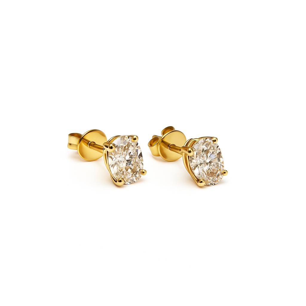 Solaris lab. diamond - Øreringe 14KT m. 2x0.50ct