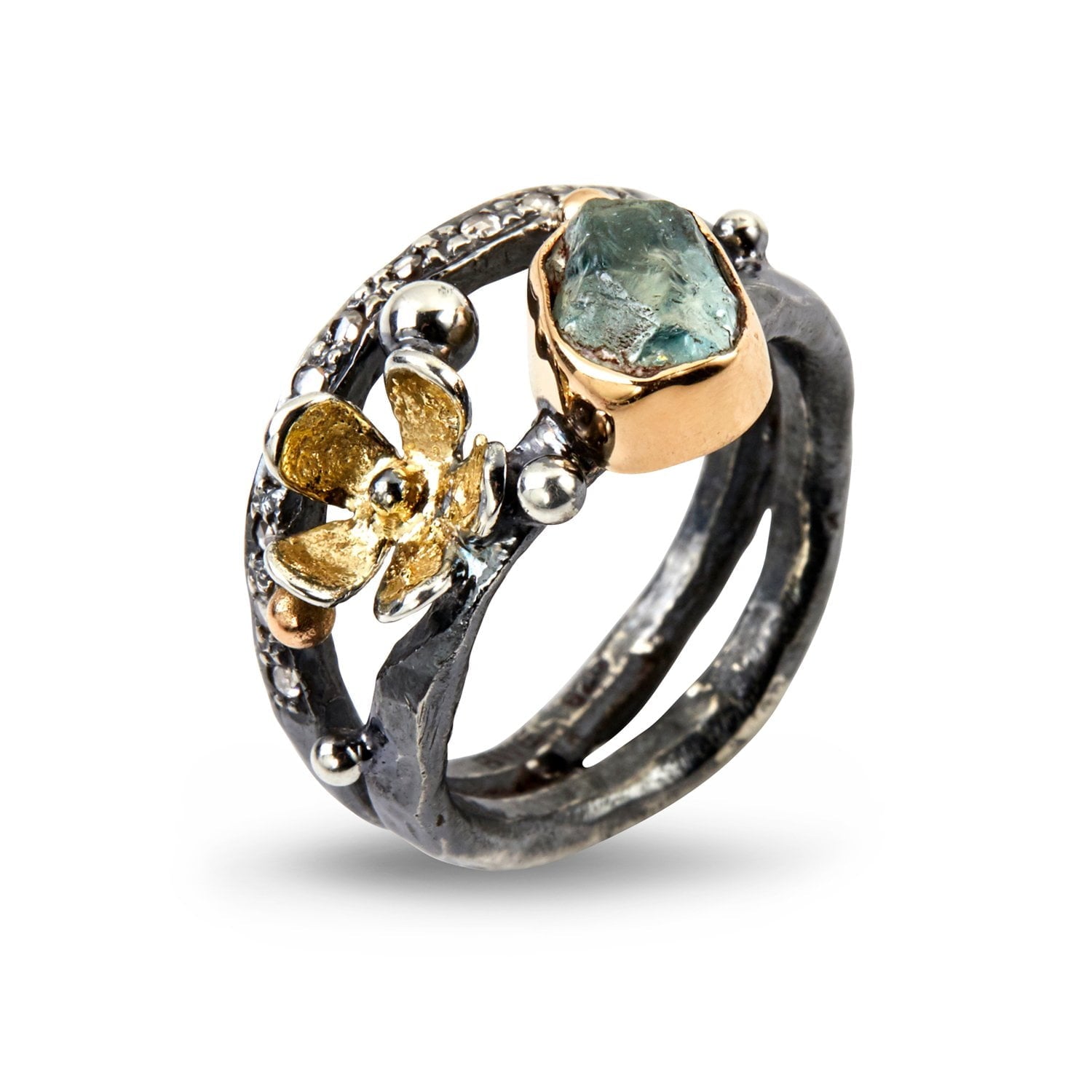 Ring Dubeca Aqua Flower – Smykke i sølv fra ByBirdie – Varenr. '50110198