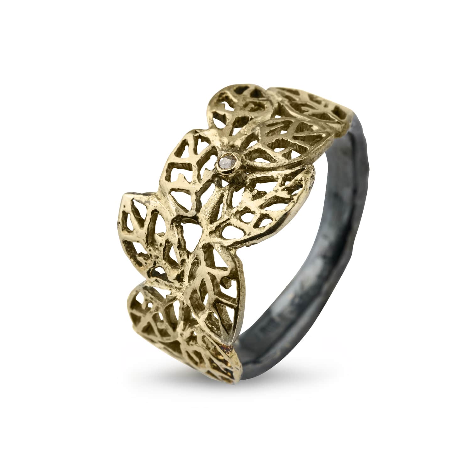 Ring Beech Leaves Gold – Smykke i sølv fra ByBirdie – Varenr. '50110304