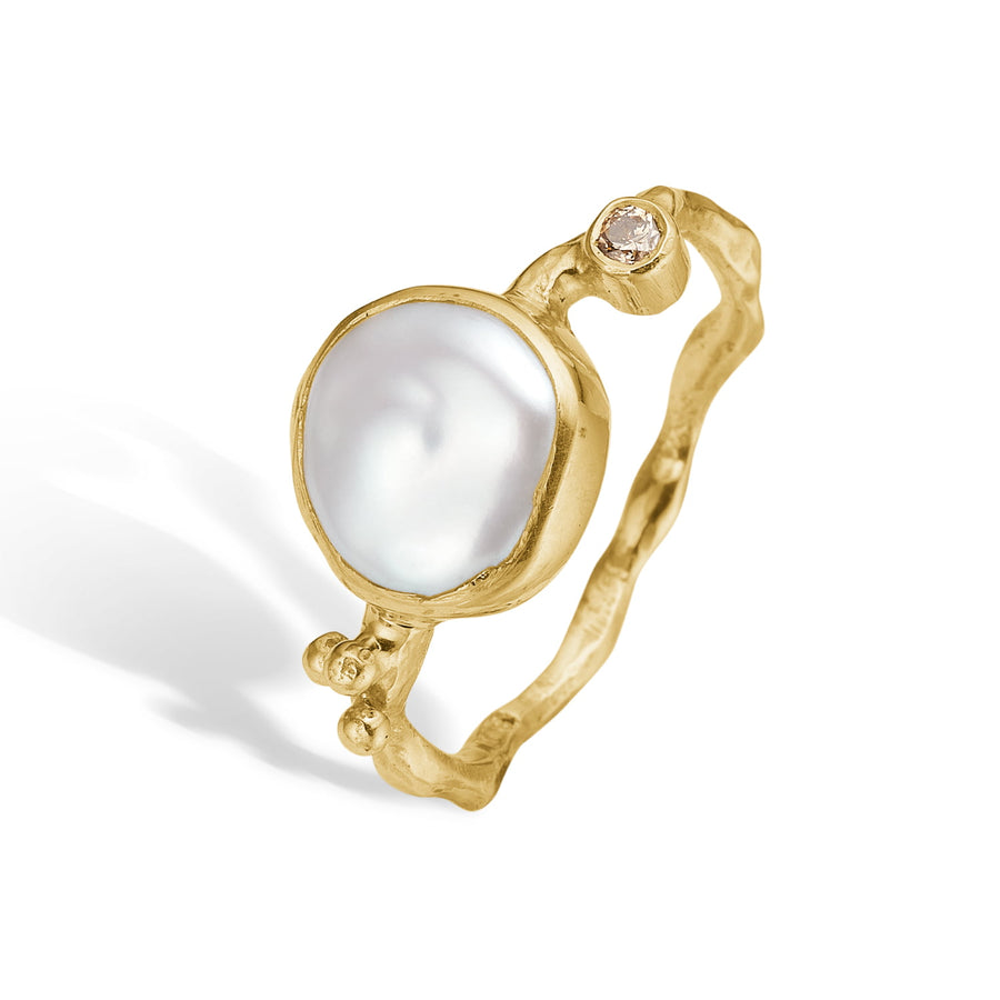 ByBirdie Zenith White Keshi Ring ring keshi perle produktbillede 1
