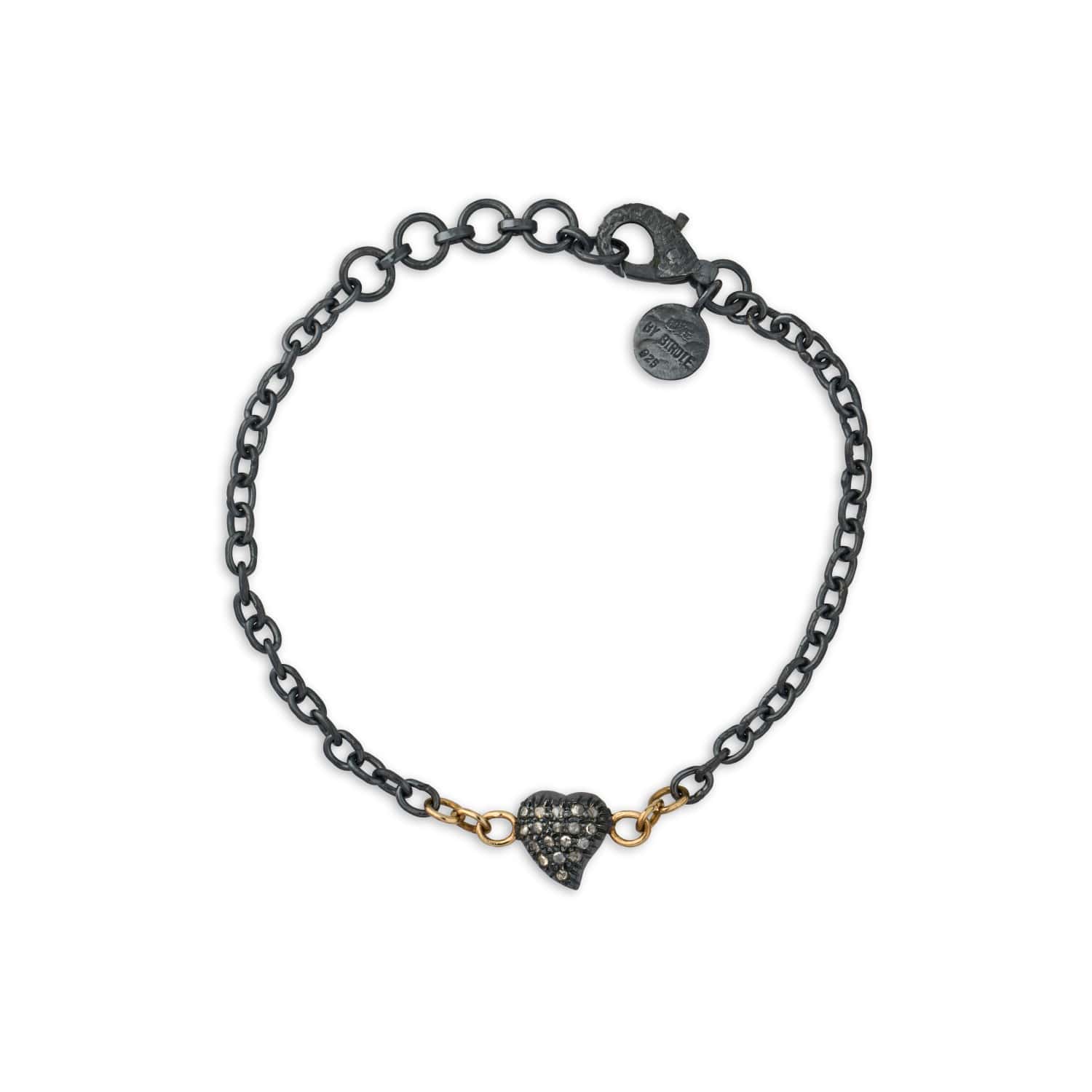 Chain Victoria Heart Pave Armbånd – Smykke i sølv fra ByBirdie – Varenr. '50301276
