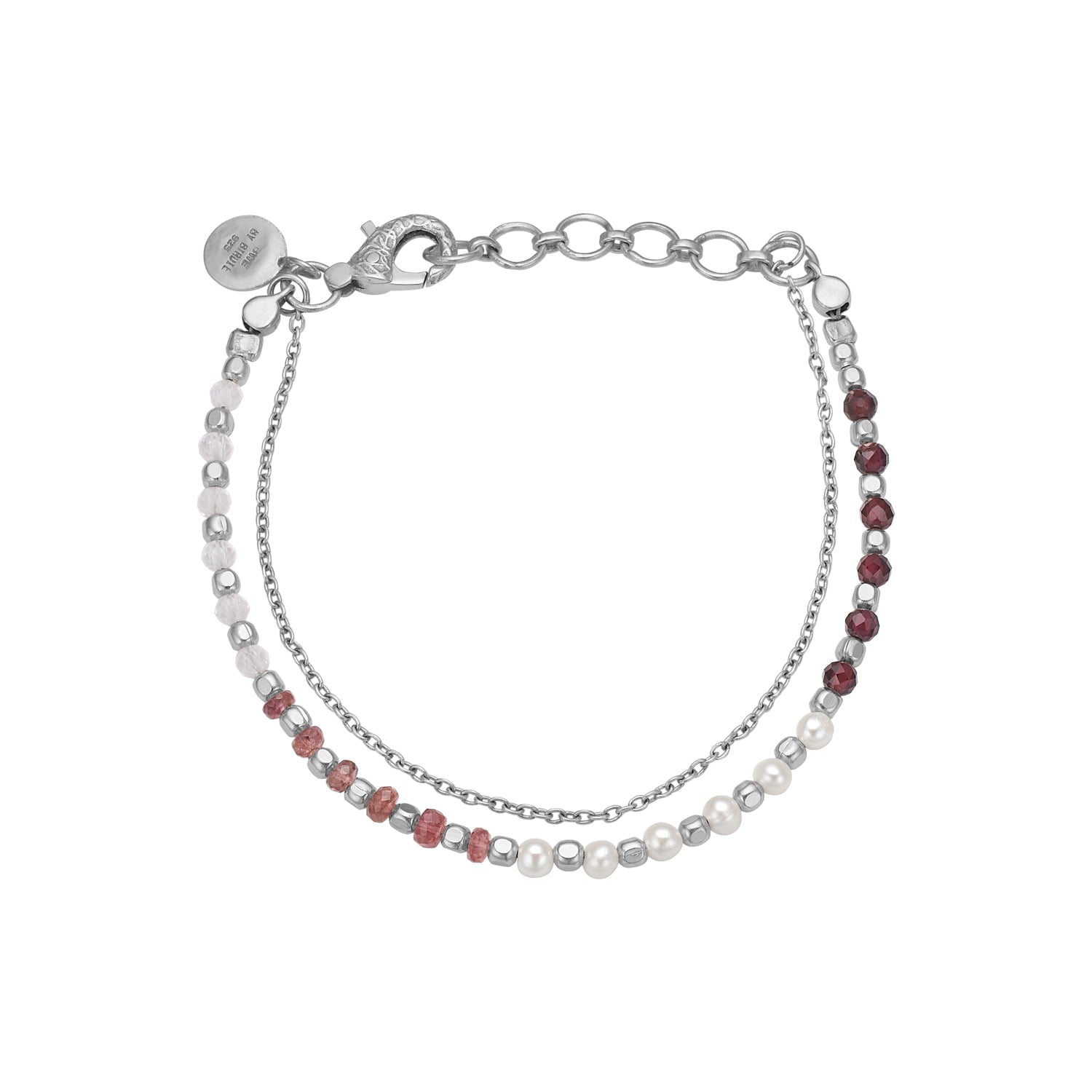 Nanna Sølv Red Mix Perle Armbånd – Smykke i sølv fra ByBirdie – Varenr. 50301317a