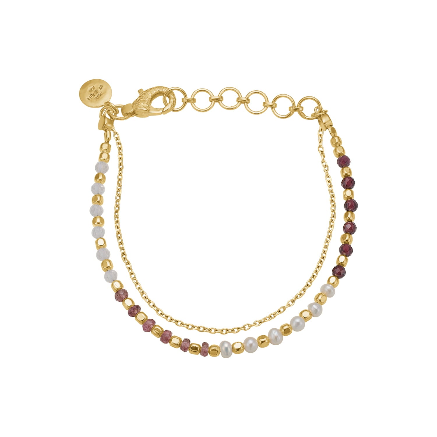 Nanna GP Red Mix Perle Armbånd – Smykke i sølv fra ByBirdie – Varenr. 50301318a