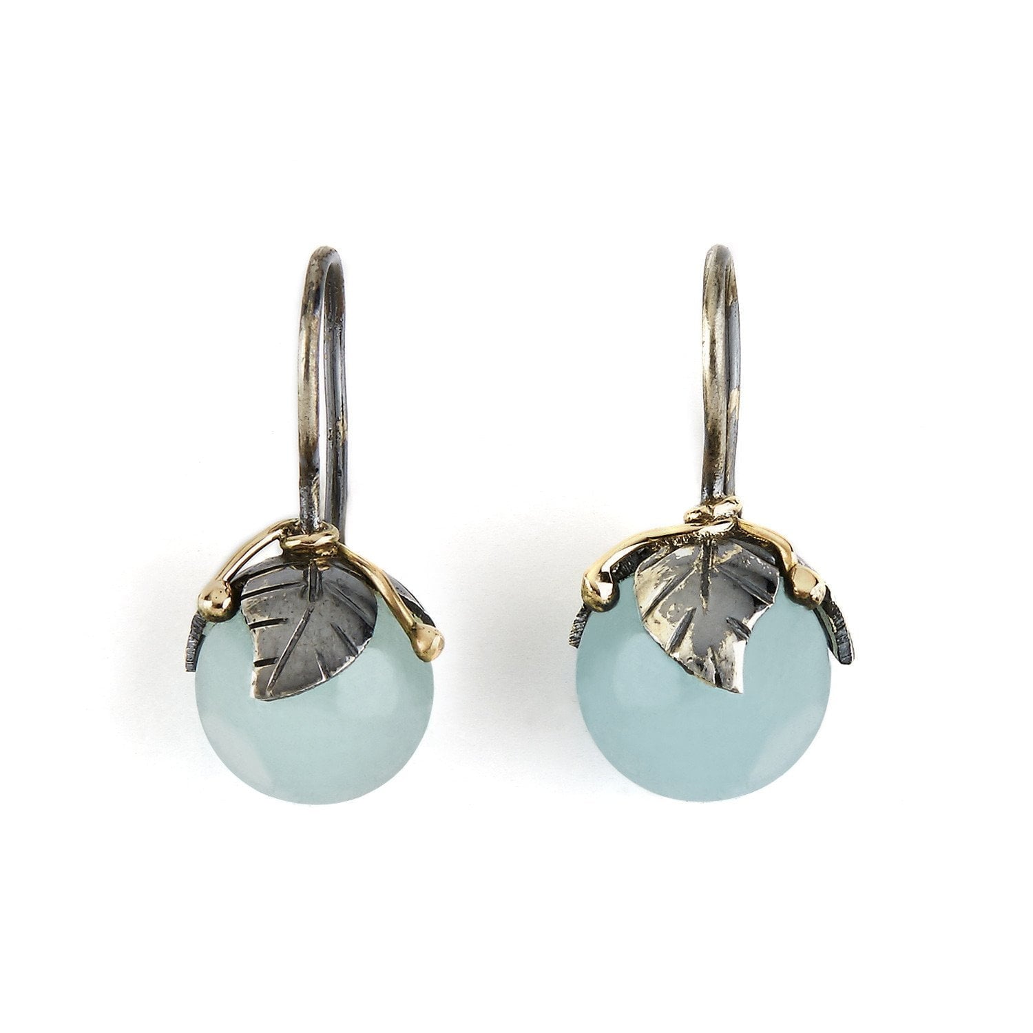 Urban Leaf Drops Aquamarine Ørehængere – Smykke i sølv fra ByBirdie – Varenr. 50801235F