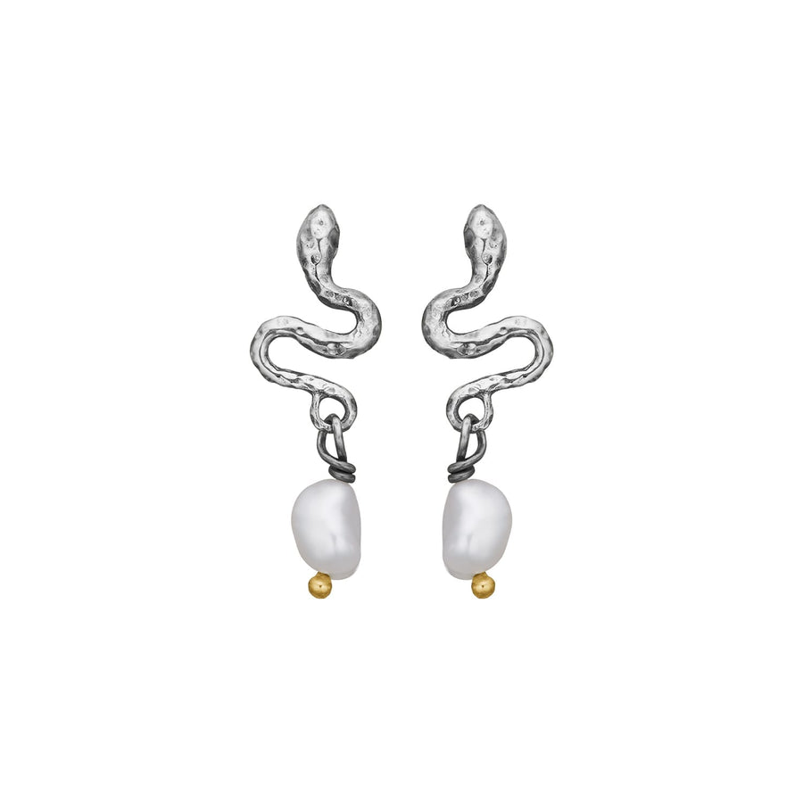 ByBirdie Serpent Silver Perle Øreringe øreringe 925 sterling sølv perle produktbillede 1