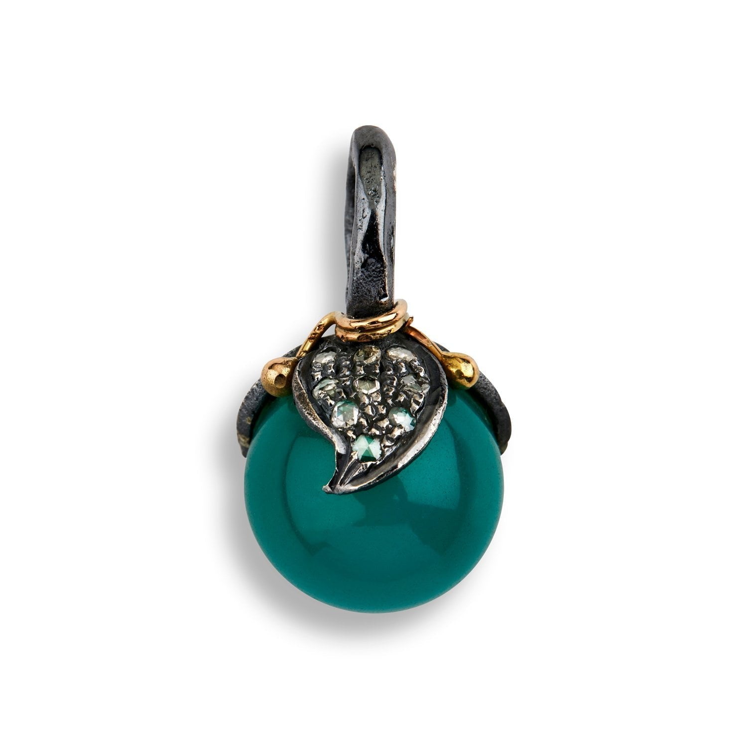 Leaf Drop Pavé Green Onyx Vedhæng – Smykke i sølv fra ByBirdie – Varenr. 5090215E