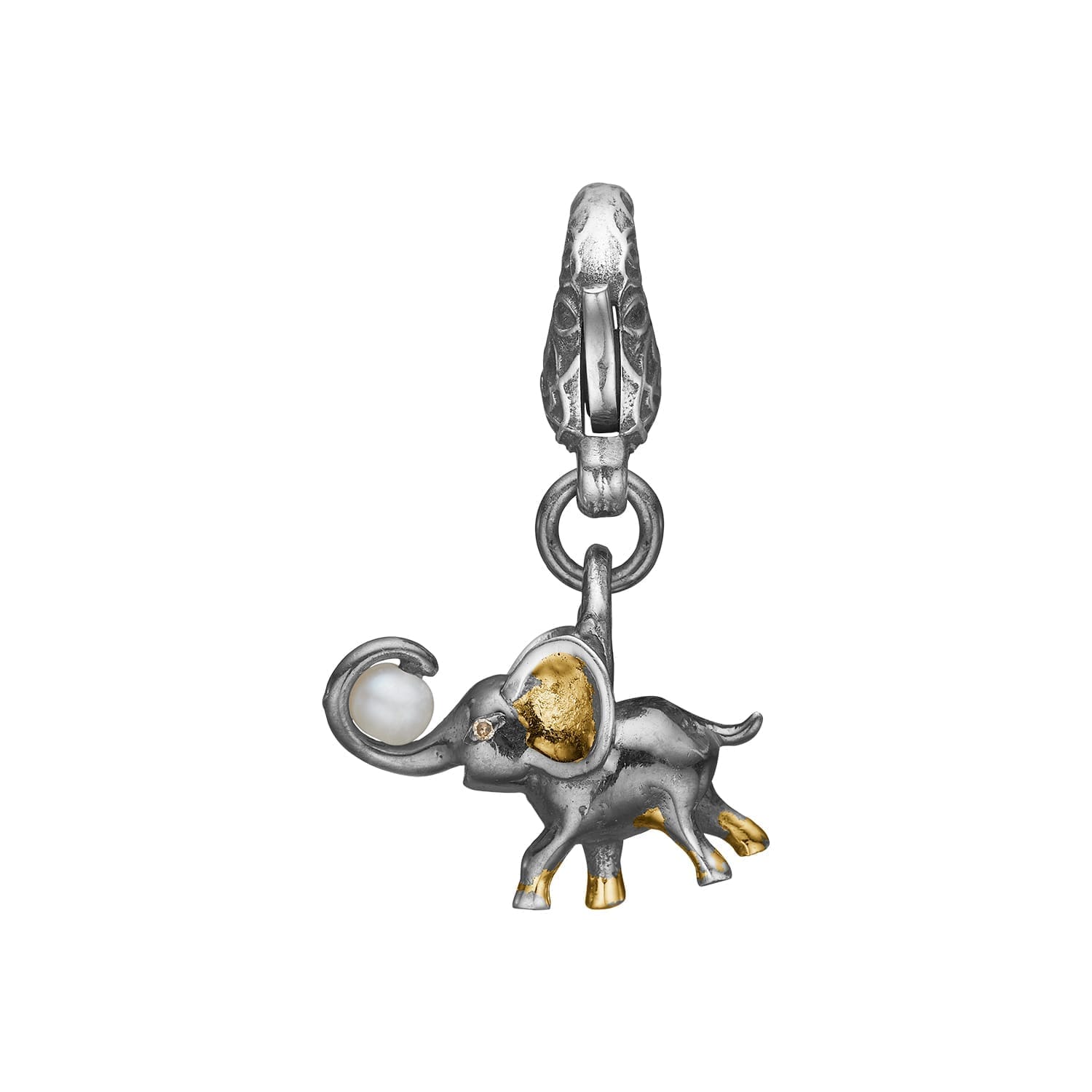 By Birdie Hannibal Small Charm elefantvedhæng i sterling sølv med 18 kt guld og diamant