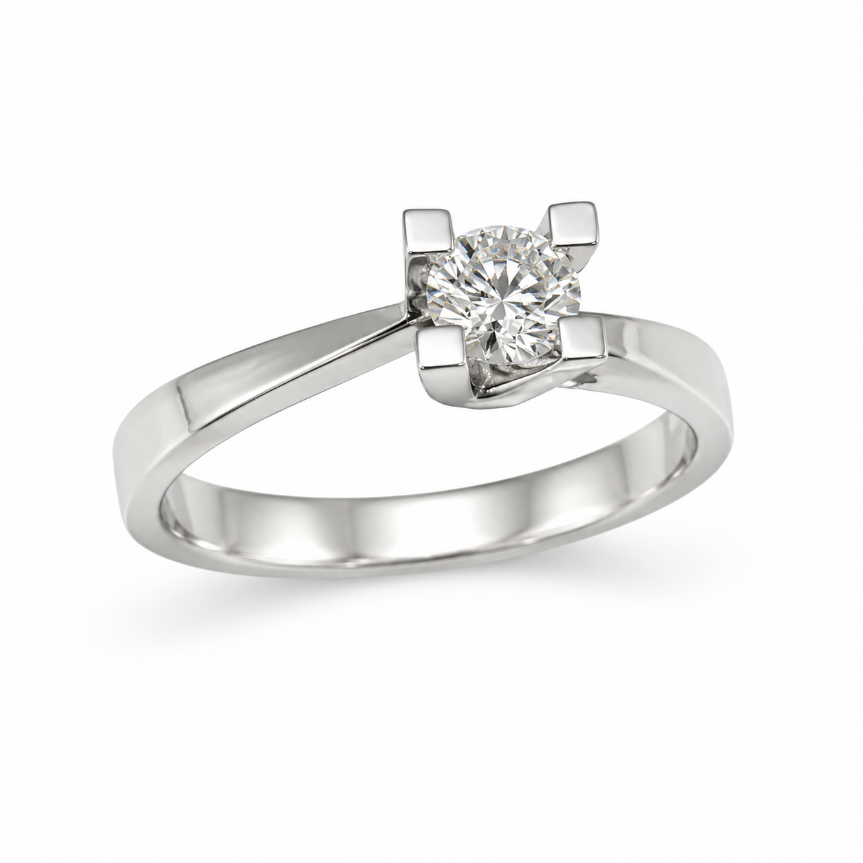 Guldring 14kt med diamant str. 55