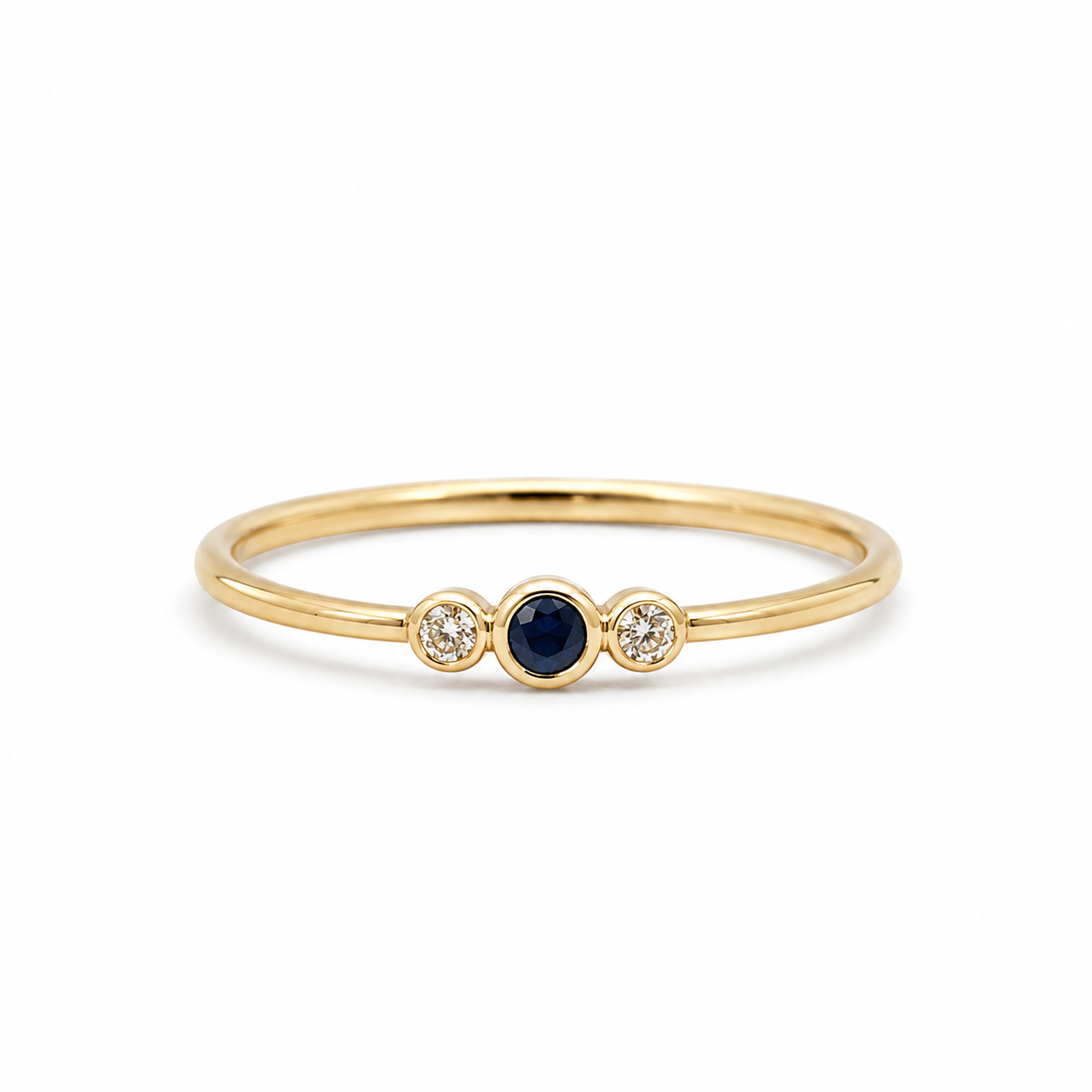 Guldring m. diamant + safir  str 54