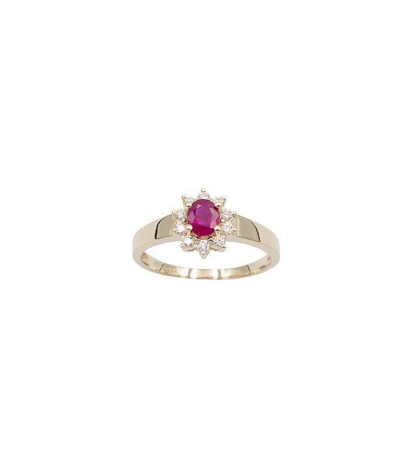 L&G - Ring 14 karat roset ring roset 0,48 carat med brillant 0,14 WSI