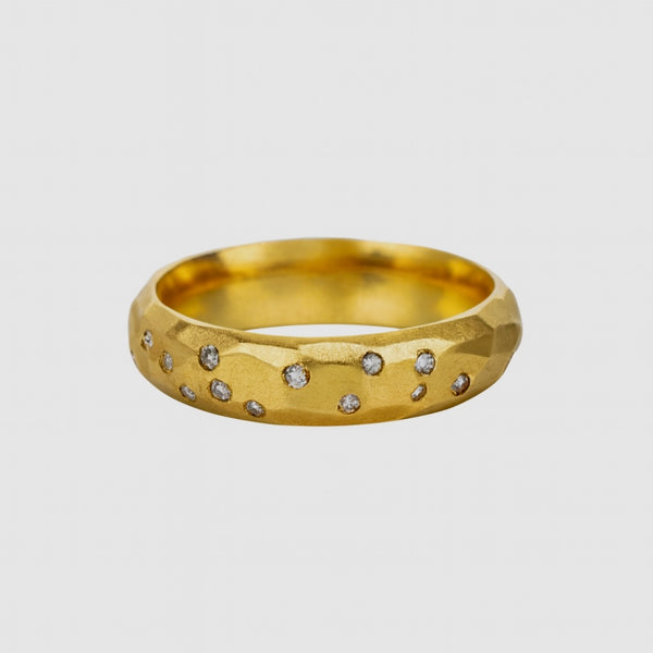 Guldring 14kt m. diamanter - str 54