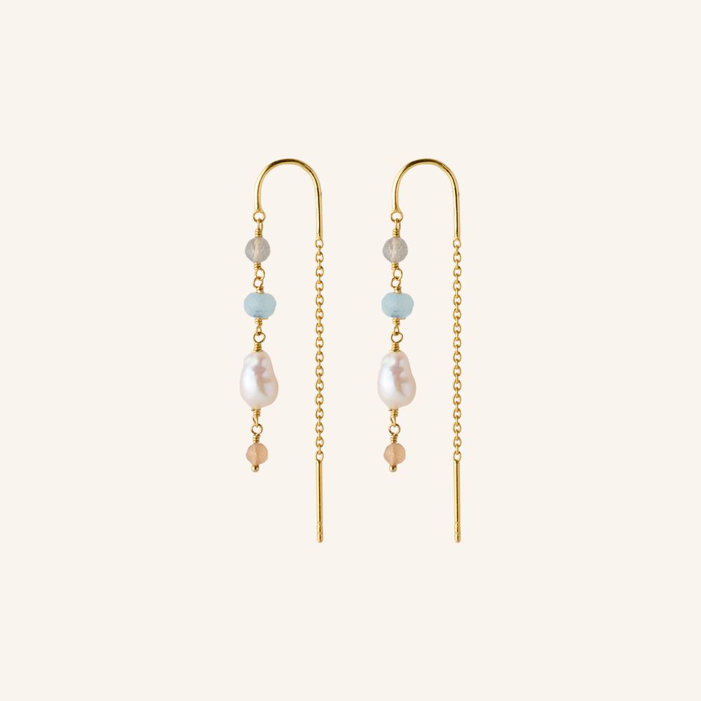 Pernille Corydon Mellow Blue Earchains Forgyldt