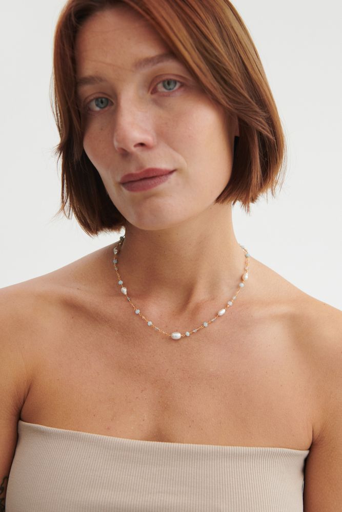 Pernille Corydon Mellow Blue Necklace Forgyldt