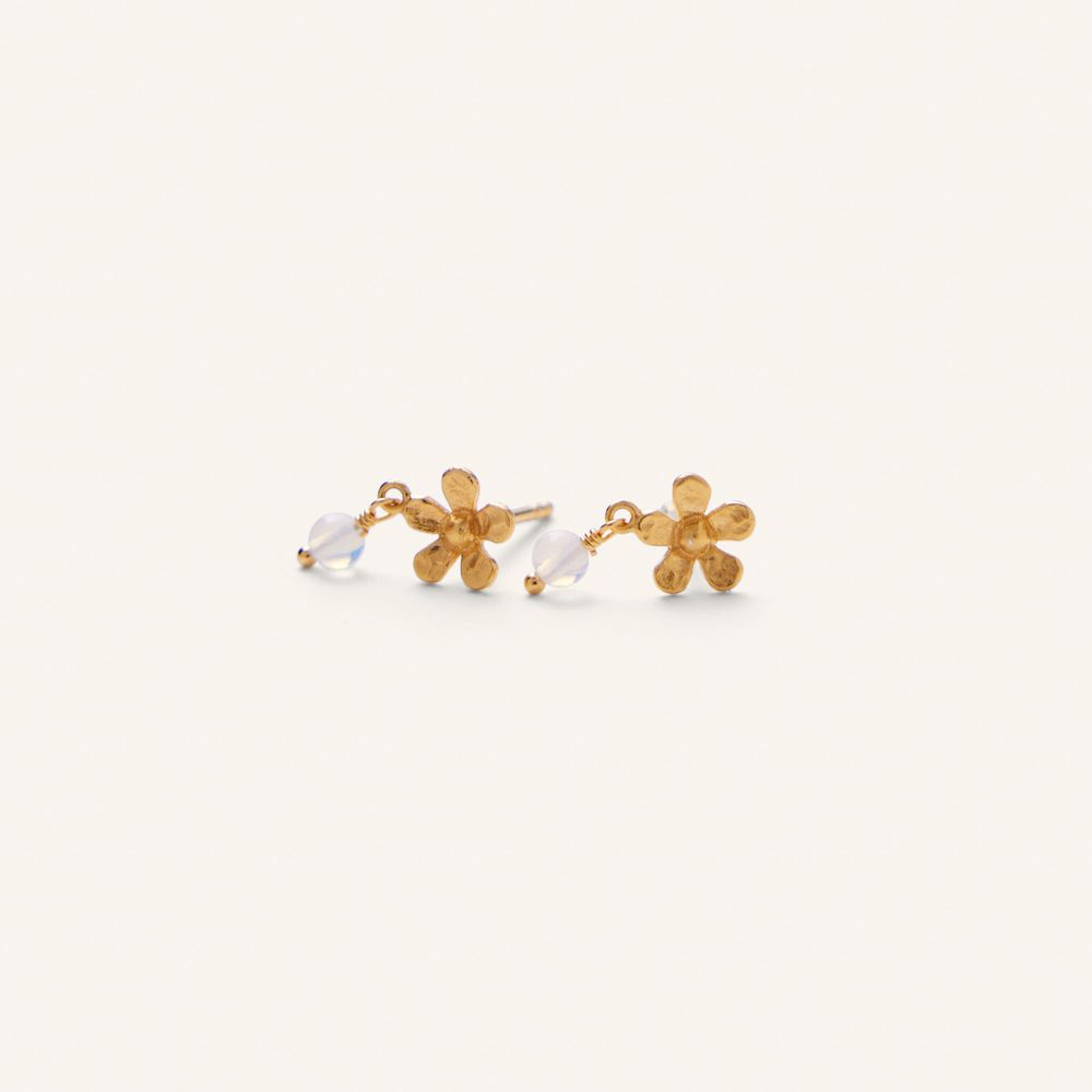 Pernille Corydon Moonstone Poppy Earsticks Forgyldt