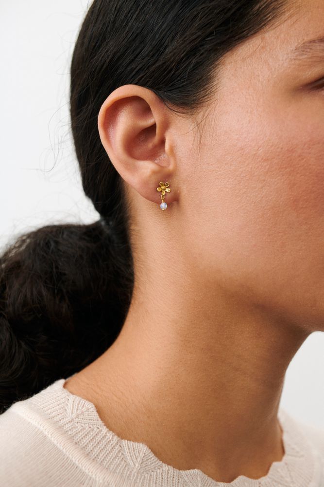 Pernille Corydon Moonstone Poppy Earsticks Forgyldt