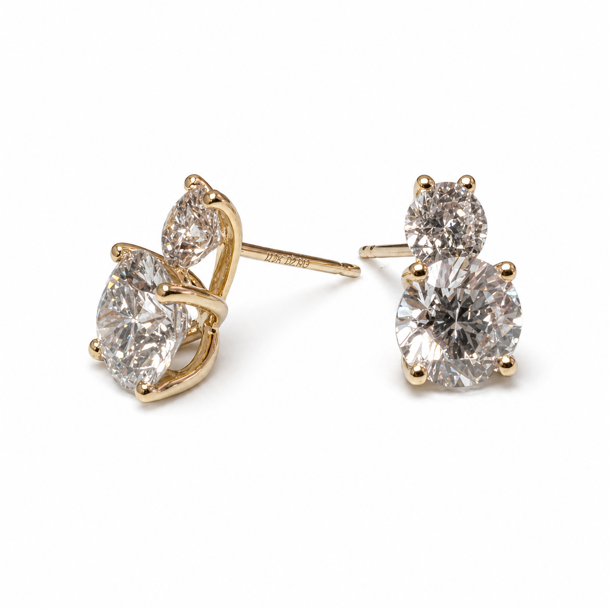 Starlight lab. diamond - 14Kt Round øreringe 0,30+1,00ct