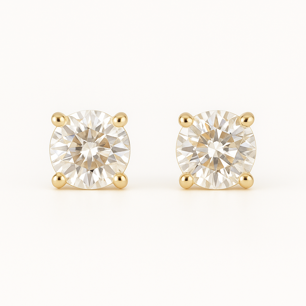 Solaris lab. diamond - Øreringe 14kt m. 2x0.75ct [ai-redigeret]