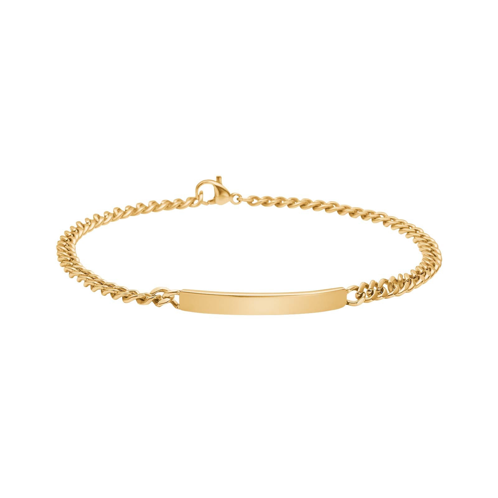 SON armbånd stål med plade 21cm IP gold, fra SON of NOA