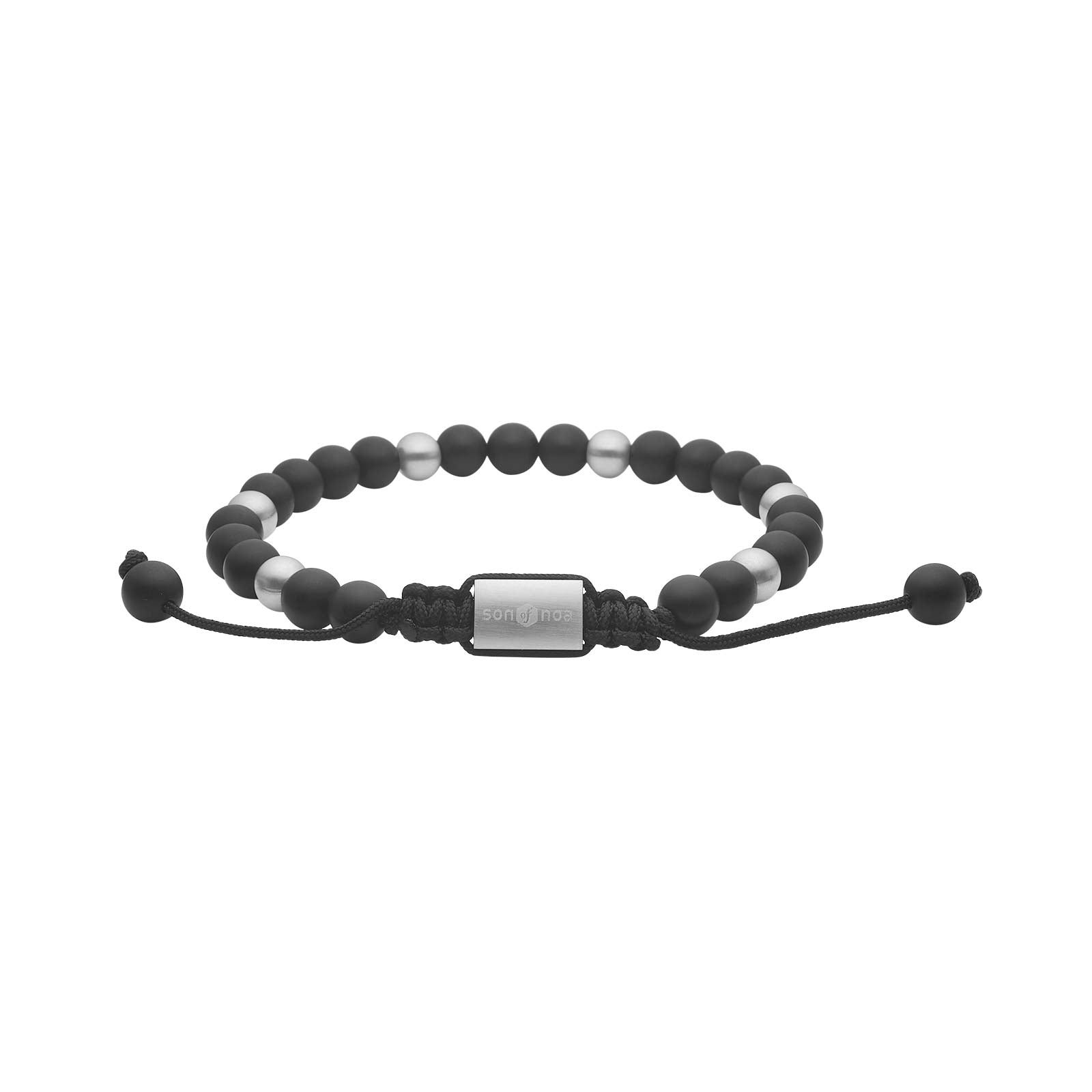 SON armbånd mat sort agate og stål, fra SON of NOA