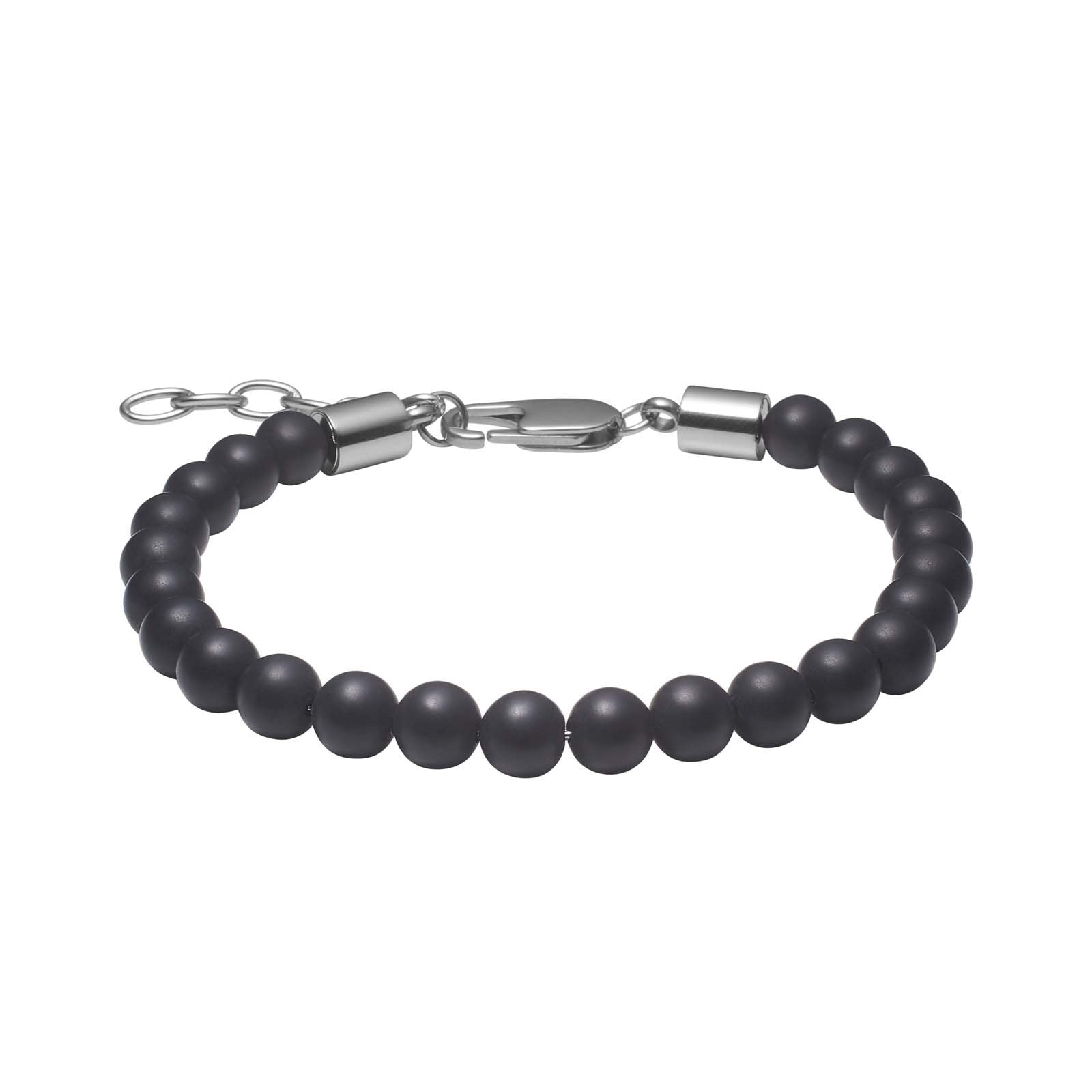 SON armbånd mat sort onyx 6mm, 19cm - 23cm