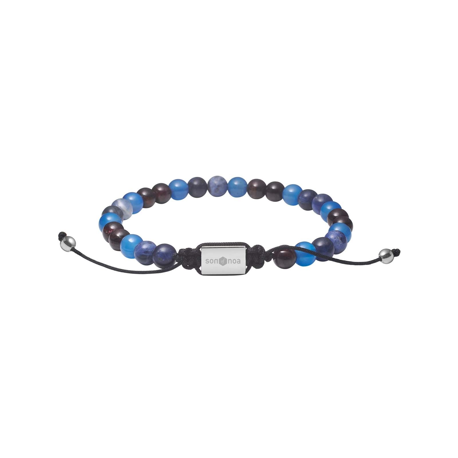 SON armbånd blå agat, sodalit 6mm, 19cm - 25cm
