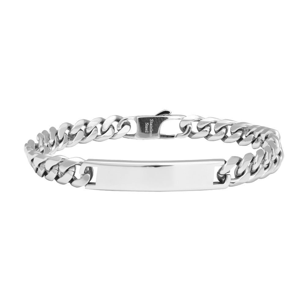 SON armbånd stål med plade blank 19cm 19 – Armbånd i sølv fra SON of NOA – Varenr. '80930032719