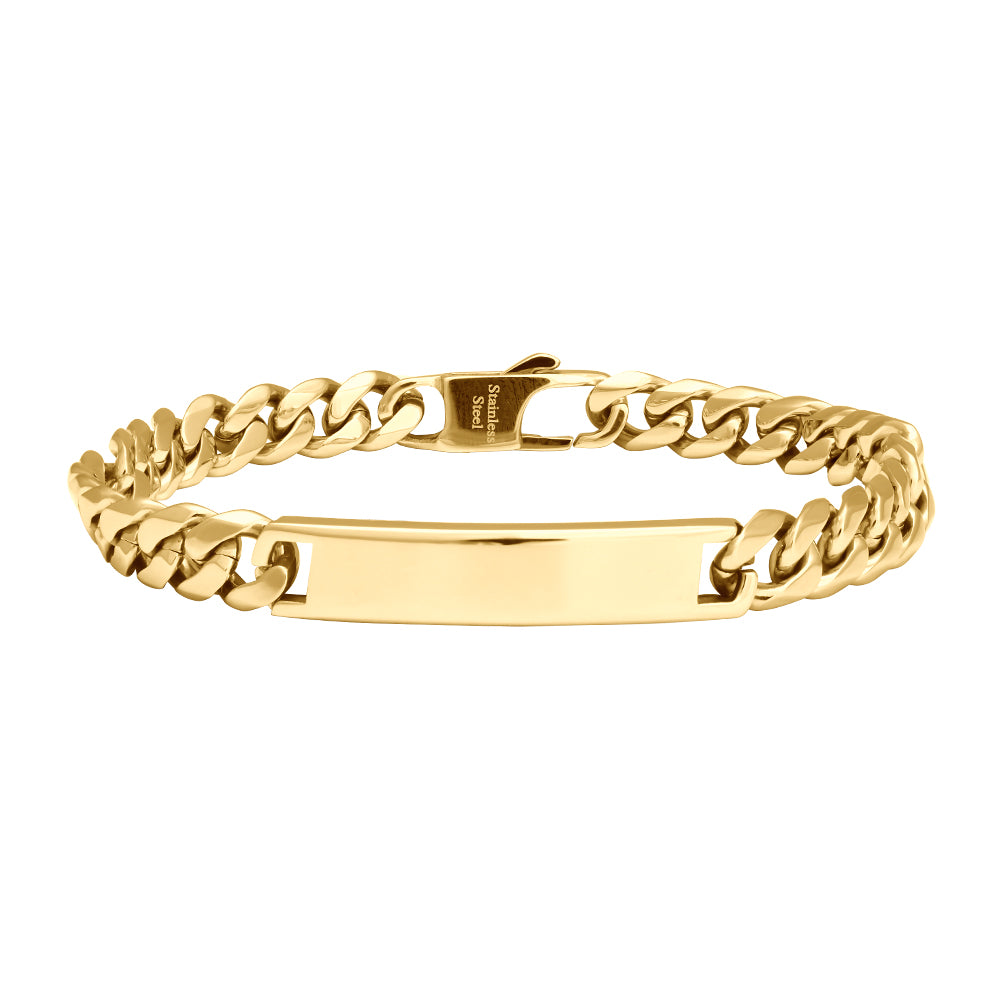 SON armbånd stål med plade blank 23cm IPGold 23 – Armbånd i sølv fra SON of NOA – Varenr. '80930072823