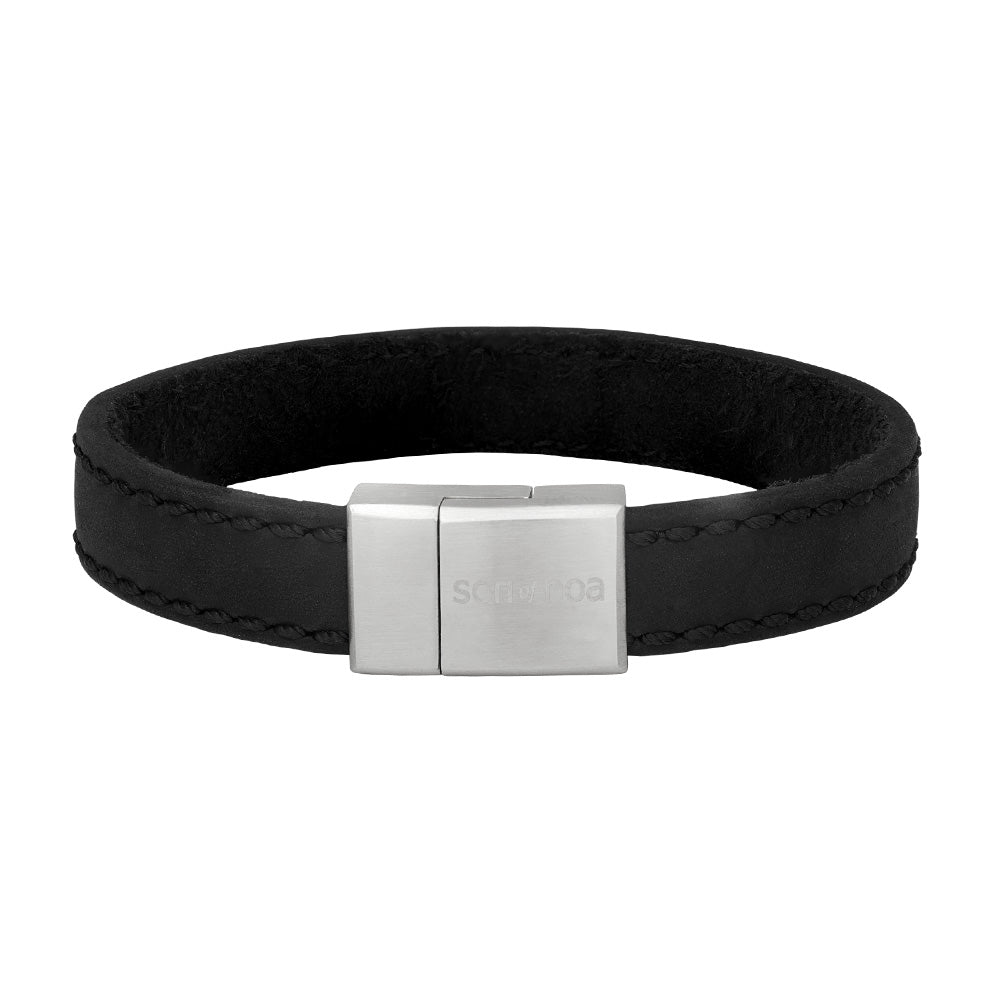 SON armbånd sort kalveskind 19cm 12mm 19, fra SON of NOA
