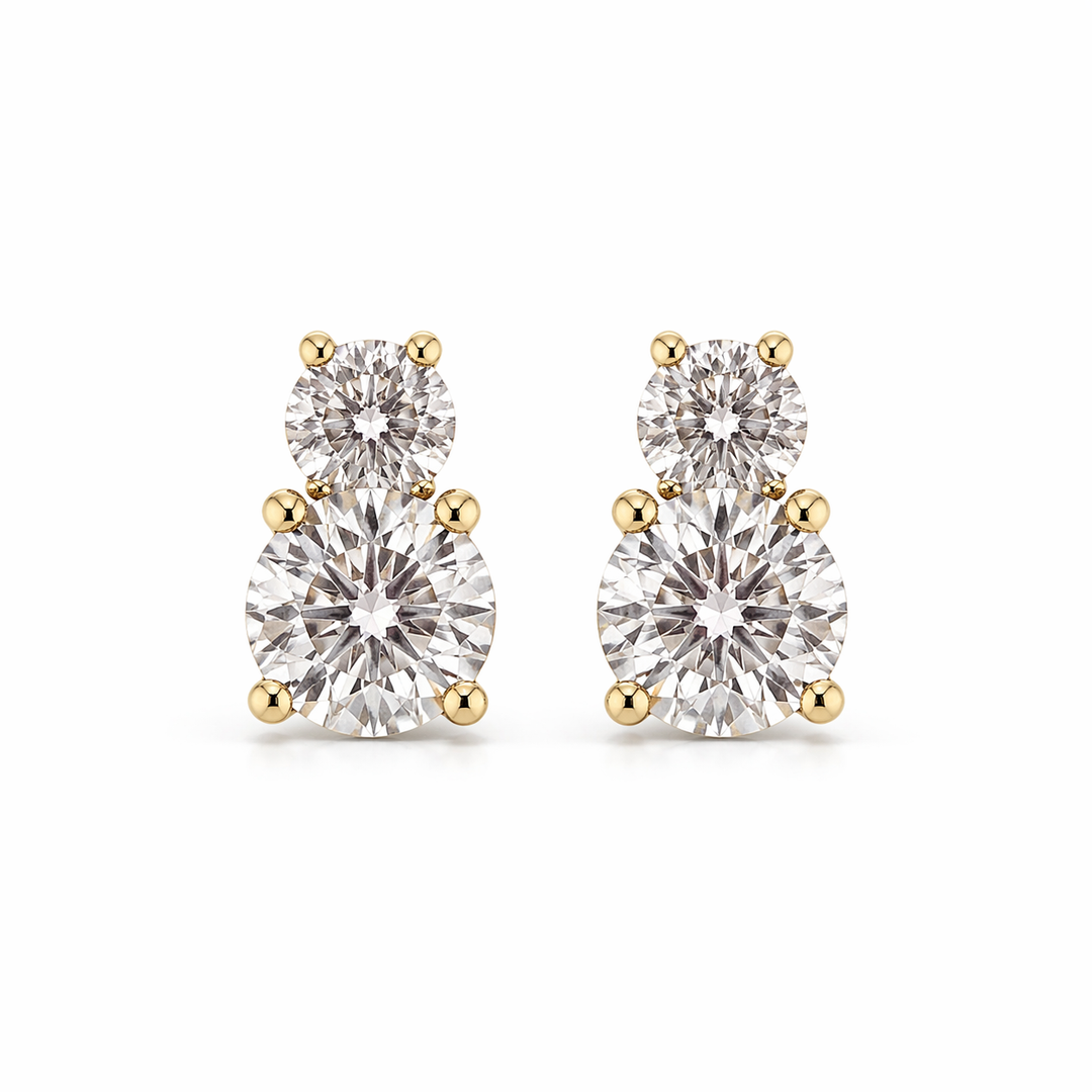 Starlight lab. diamond - 14Kt Round cut øreringe 0,25+0,75ct