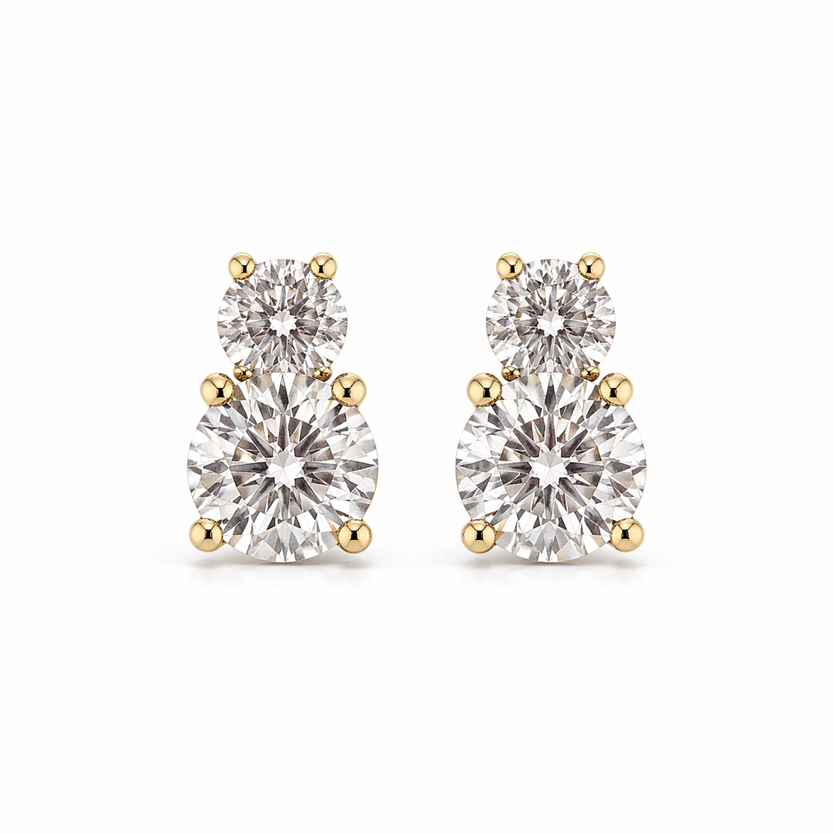 Starlight lab. diamond - 14Kt Round cut øreringe 0,25+0,75ct